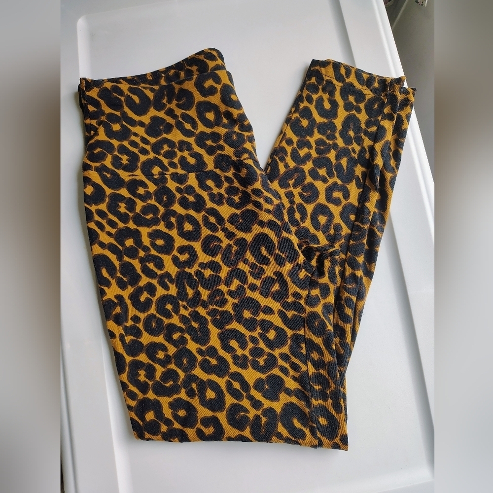 Terra & Sky Women's Plus Size Leopard Print Leggings Lightweight sz 0X, Stretch. - Picture 5 of 16